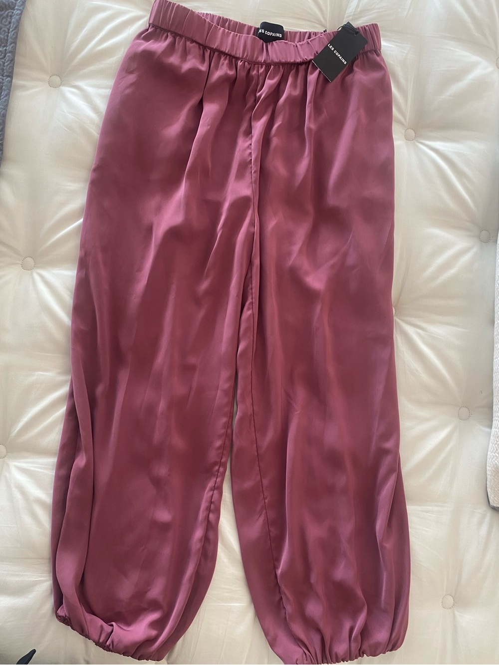 NWT Les Copains Dusty Rose Satin-Look Balloon Pants with packets